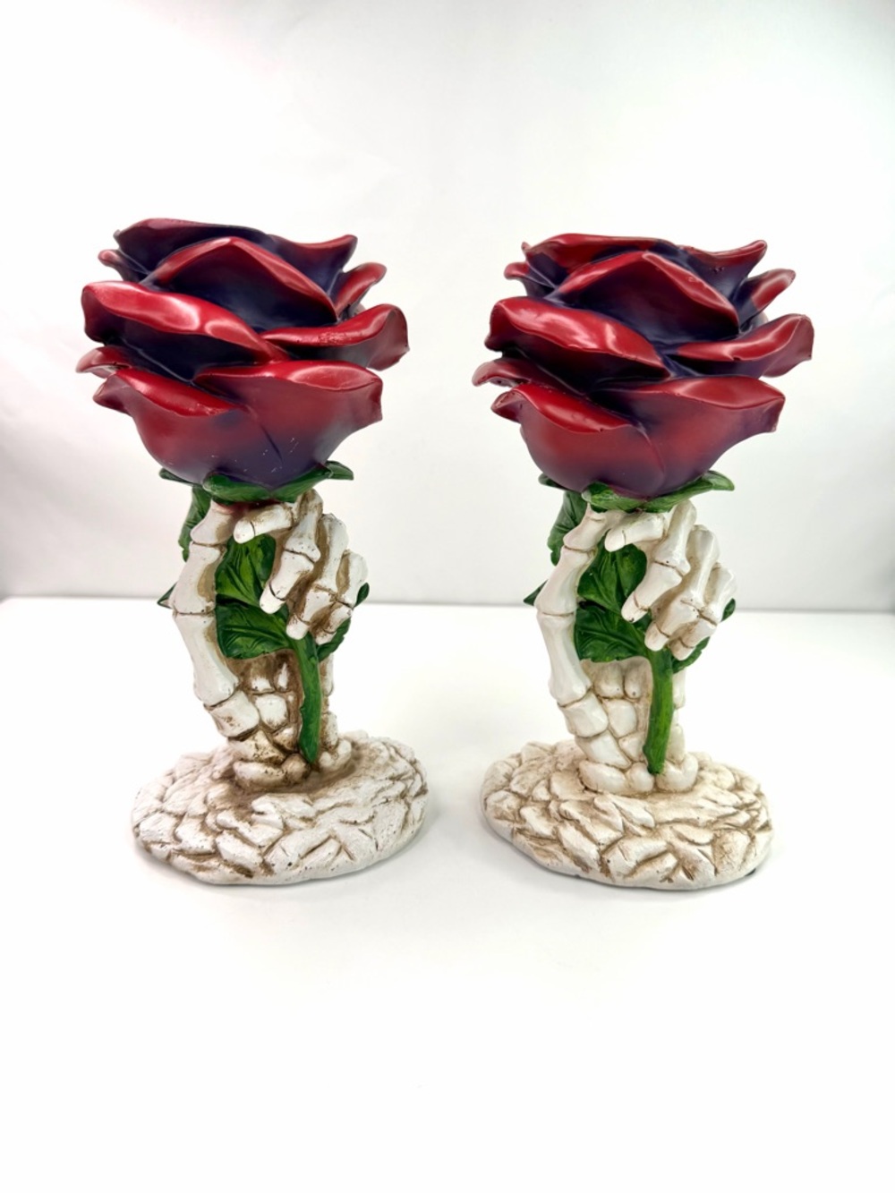Yankee Candle Red Phantasmagoria Rose Skeleton Votive Tea Light Candle Holders